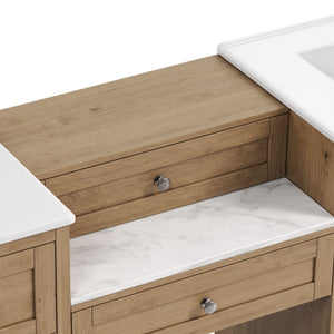 Double Sink Bathroom Vanity With Countertop, 2 Ceramic Sinks, 6 Drawers