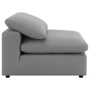 Segoura - Upholstered Armless Chair With Pillow Back, Living Room - Gray
