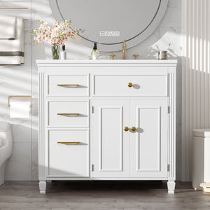 Modern Bathroom Vanity With Ceramic Sink, Freestanding