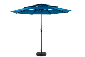 Aluminium 10ft 3 Tier Auto-tilt Outdoor Patio Umbrella - Dark Blue