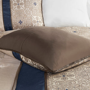 King 7 Piece Jacquard Comforter Set with Throw Pillows