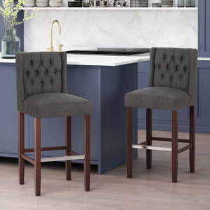 Solstara Upholstered Dining Barstool with Button Tufted and Wing Back