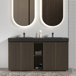 Galan 60" Smoked Oak Bathroom Vanity