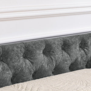 Upholstered Tufted Daybed With 2 Drawers, Waved Arms
