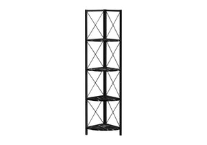 4-Tier Corner Bookshelf with Marble Look and Metal Frame