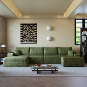 135" Cloud Sectional Sofa with 1 Ottoman
