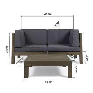 Brava X-Back 2 Seater Sectional Loveseat with Coffee Table