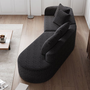 Upholstered Oversized Sectional Sofa, 4 Seater Extra Deep & Wide Curved Cloud Couch With 4 Throw Pillows For Living Room - Black