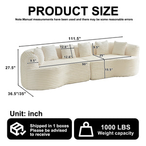 Curved Sectional Sofa - 111.5-inch Oversized Modern Design