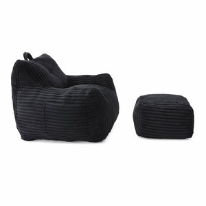 Giant Bean Bag Chair With Armrests And Footstool