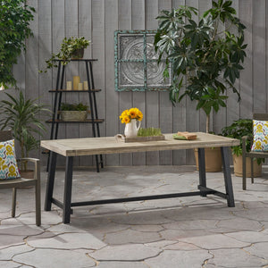 Equilibrium Outdoor Dining Table with Wooden Frame and Slat Top