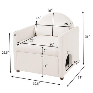 Beige Pet Friendly Accent Chair with Hidden Pet Nook