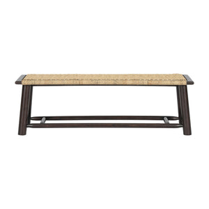 Farmhouse Modern Solid Wood Rattan Bench Multi Functional Design 59" Indoor & Covered Outdoor Bench - Walnut