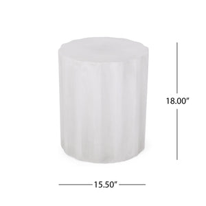 Outdoor Lightweight Concrete Side Table, Antique White