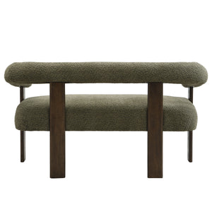 Round Armrest Loveseat (Green + Brown)