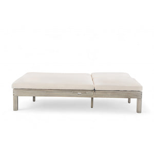 TREXM 5-Position Adjustable Backrest Double Chaise Lounge Outdoor