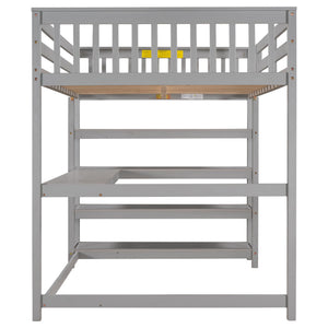 Loft Bed With Storage Shelves And Under Bed Desk