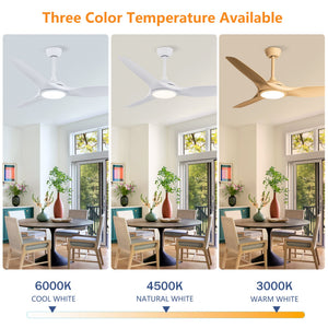 52 Inch ABS Blades Ceiling Fan with LED Light Kit