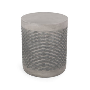 Outdoor Lightweight End Table Round Concrete - Natural