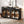 4-Door Large Storage Sideboard Buffet Cabinet with Glass Doors Arched Cabinet (Black)