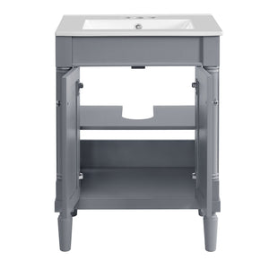 Bathroom Vanity With Top Sink, 2 Tier Storage Cabinet