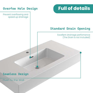 BB02-36-101 Integrated Solid Surface Basin Without Drain and Faucet, Glossy