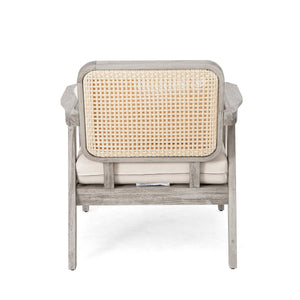 (Set of 2) Outdoor Acacia Wood Patio Club Chairs with Cushions