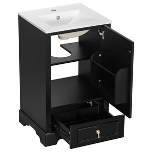 Bathroom Vanity With Sink, Soft Close Door, Adjustable U-Shaped Shelf