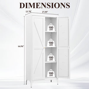 Adjustable 2 Door Kitchen Pantry Cabinet With Striped Design
