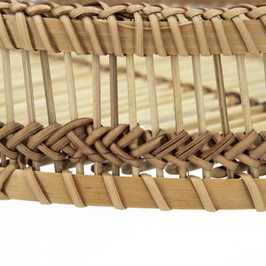 Set of 3 Round Decorative Brown Bamboo Woven Trays with Handles