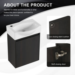 Modern Bathroom Vanity With Ceramic Basin, Wall Mounted Floating Sink Combo, Storage Cabinet