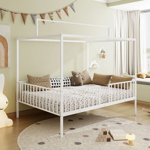 3 In 1 Convertible Montessori Floor Bed With Fenced Support