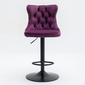 Swivel Barstools Adjusatble Seat Height, Modern Upholstered Bar Stools With Backs Comfortable Tufted For Home Pub And Kitchen Island (Set of 2)