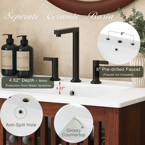 30" Vintage Bathroom Vanity With Ceramic Sink