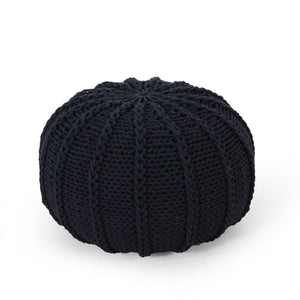 Bordeaux Knitted Round Pouf Ottoman And Floor Cushion