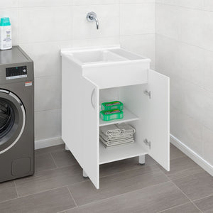 Demolotion Utility Sink Cabinet with Dual Compartments and Storage