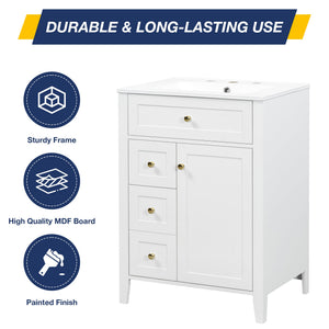 24" Modern Bathroom Vanity with Ceramic Sink