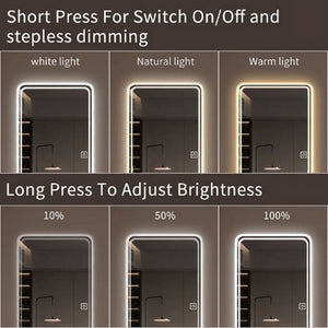 Full Length Floor Mirror LED with Dimming & 3 Color Modes