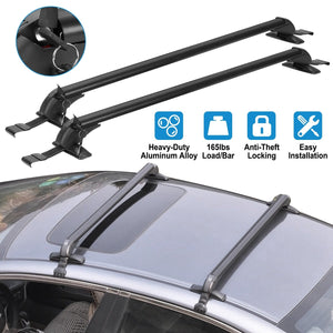 2PCS Universal 110cm/43-inch Car Roof Rack Cross Bar w/ Anti-Theft Lock Adjustable Window Frame for bike kayak cargo luggage
