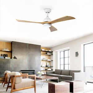 52" Solid Wood Blades Ceiling Fan with Lights and Remote Control