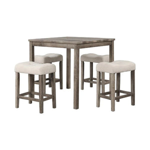 Transitional Counter Dining Set With 4 Tufted Stools