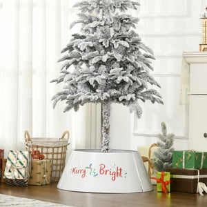26 Inch Christmas Tree Collar Ring with Metal Stand Cover - Silver