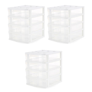 Gracious Living 4 Drawer Desktop Countertop Storage with Organizer Lid (3 Pack)