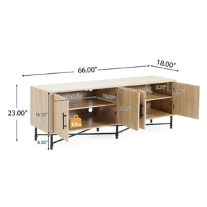 4 Door TV Cabinet with Adjustable Shelves - Light Brown or Dark Brown