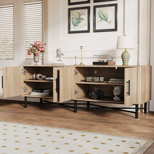 4 Door TV Cabinet with Adjustable Shelves - Light Brown or Dark Brown