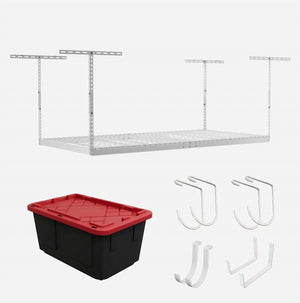 4' x 8' Overhead Garage Storage Bundle w/ 5 Bins (Red) - TRAPSKI