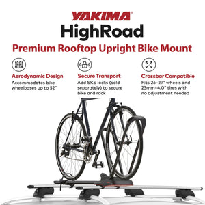 Yakima HighRoad Rooftop Upright Bike Mount with TorqueRight Knob and Tray, Black