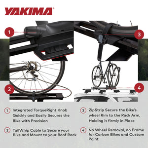Yakima HighRoad Rooftop Upright Bike Mount with TorqueRight Knob and Tray, Black