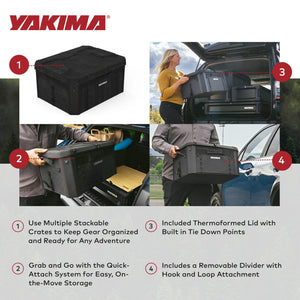 Yakima MOD GearCrate Medium Stackable Premium Tote with Lid and Divider, Black