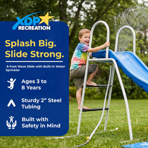 XDP Recreation 6 Foot Water Wave Slide with Built In Adjustable Water Sprinkler